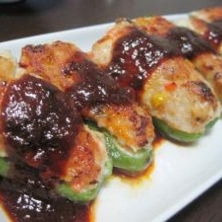 高野豆腐でボリュームアップ!ピーマンの肉詰め